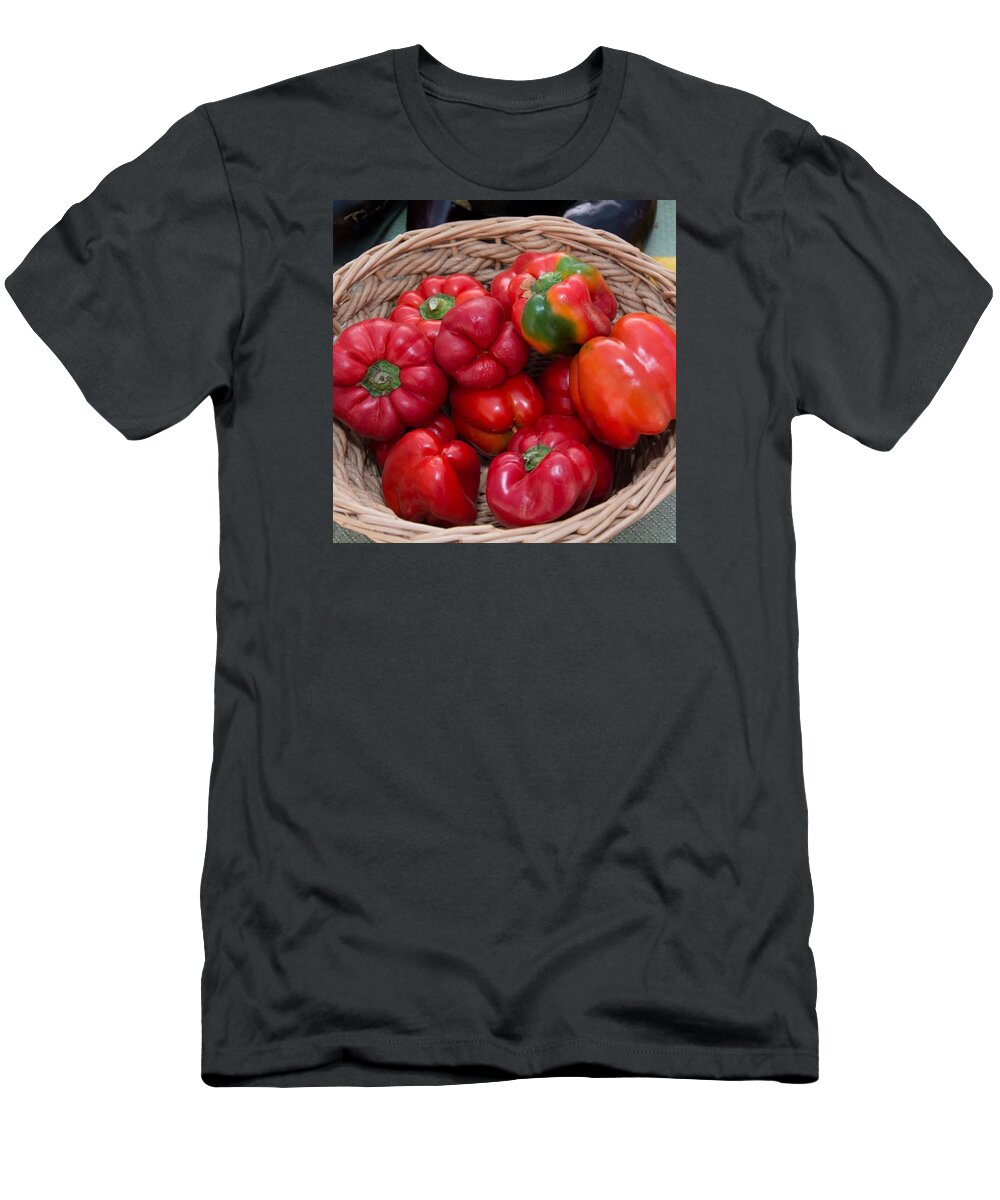 Arizona T-Shirt featuring the photograph Sweet Red Peppers at the Market by Michael Moriarty
