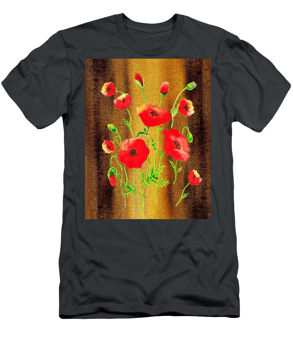 Poppies T-Shirt featuring the painting Sweet Red Poppies Collage by Irina Sztukowski