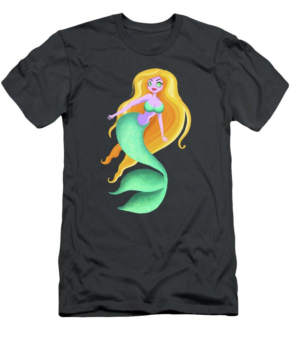 Mermaid T-Shirt featuring the painting Sweet Siren Of The Sea by Little Bunny Sunshine