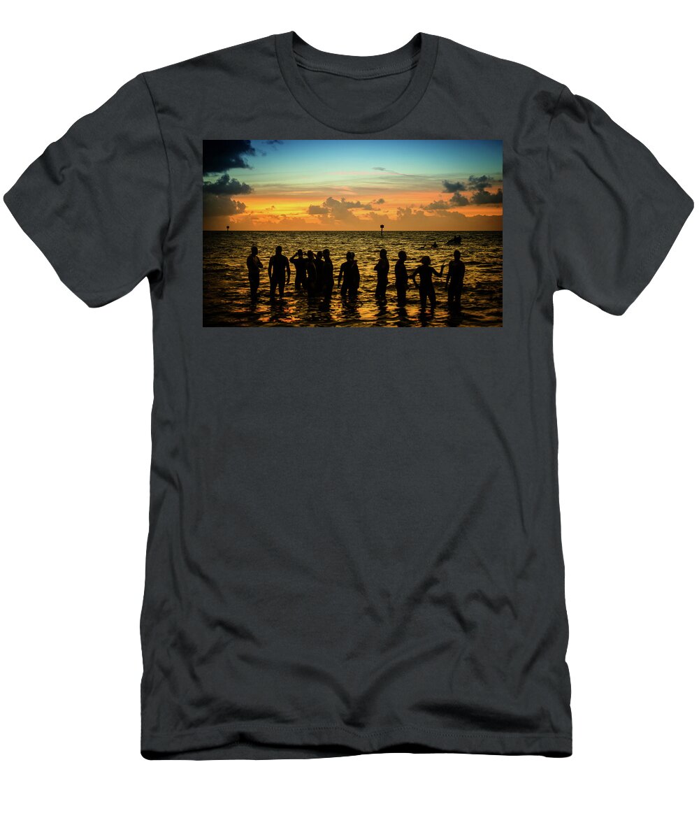 Landscape T-Shirt featuring the photograph Swimmers Sunrise by Joe Shrader