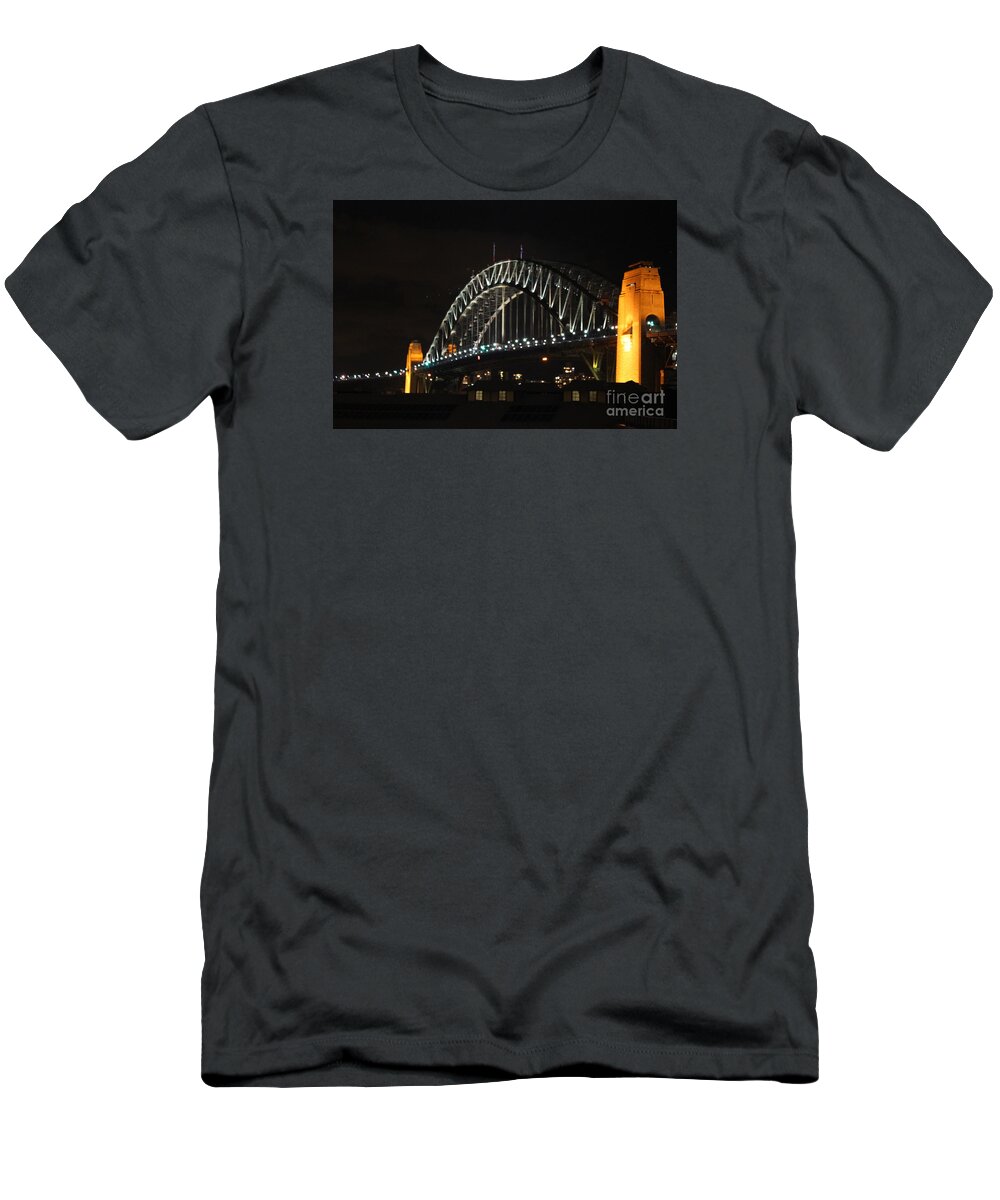 Sydney Harbor Bridge At Night T-Shirt featuring the photograph Sydney Harbor Bridge at Night by Bev Conover