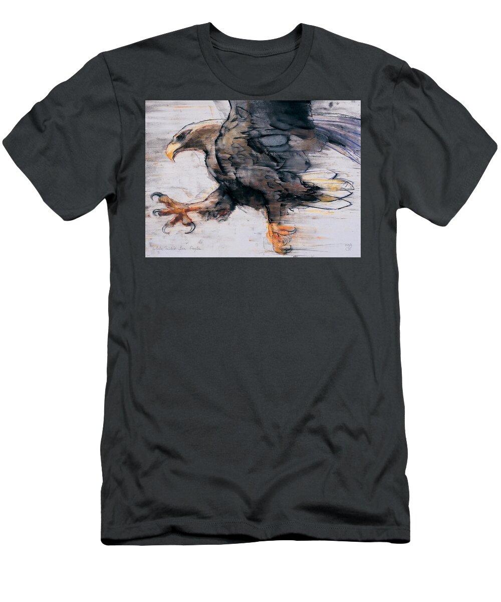 White-tailed T-Shirt featuring the drawing Talons  White tailed Sea Eagle by Mark Adlington