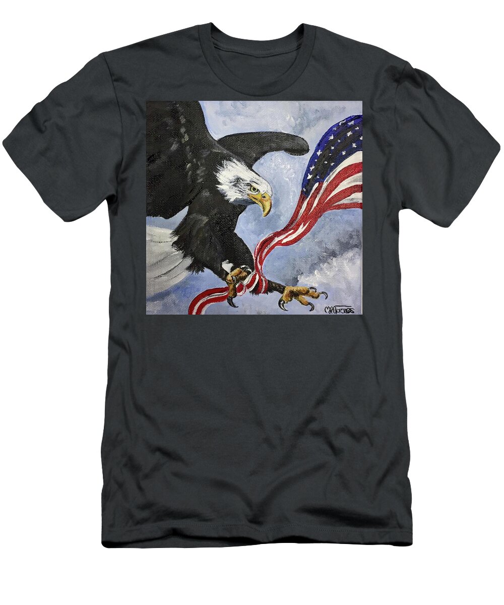 Eagle T-Shirt featuring the painting Tangled up in Freedom by Melissa Torres