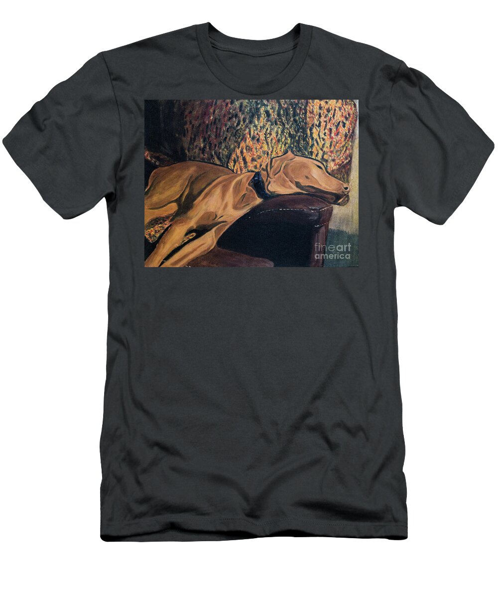 Acrylic T-Shirt featuring the painting Tanner in Repose II by Jackie MacNair