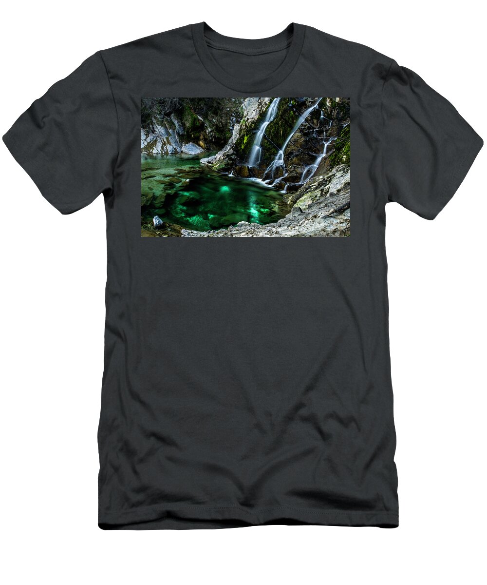 Cascade T-Shirt featuring the photograph Tarcento's Cascade 5 by Wolfgang Stocker