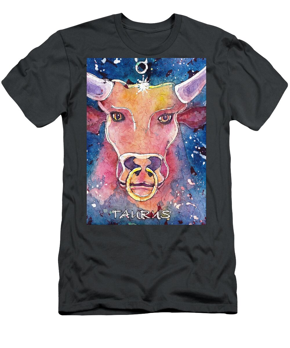 Zodiac T-Shirt featuring the painting Taurus by Ruth Kamenev