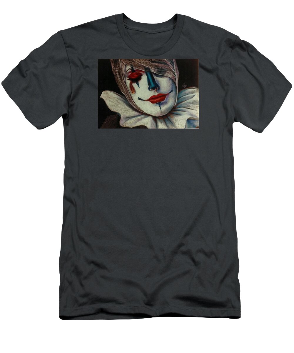 Clown T-Shirt featuring the drawing Tear by Barbara Keith