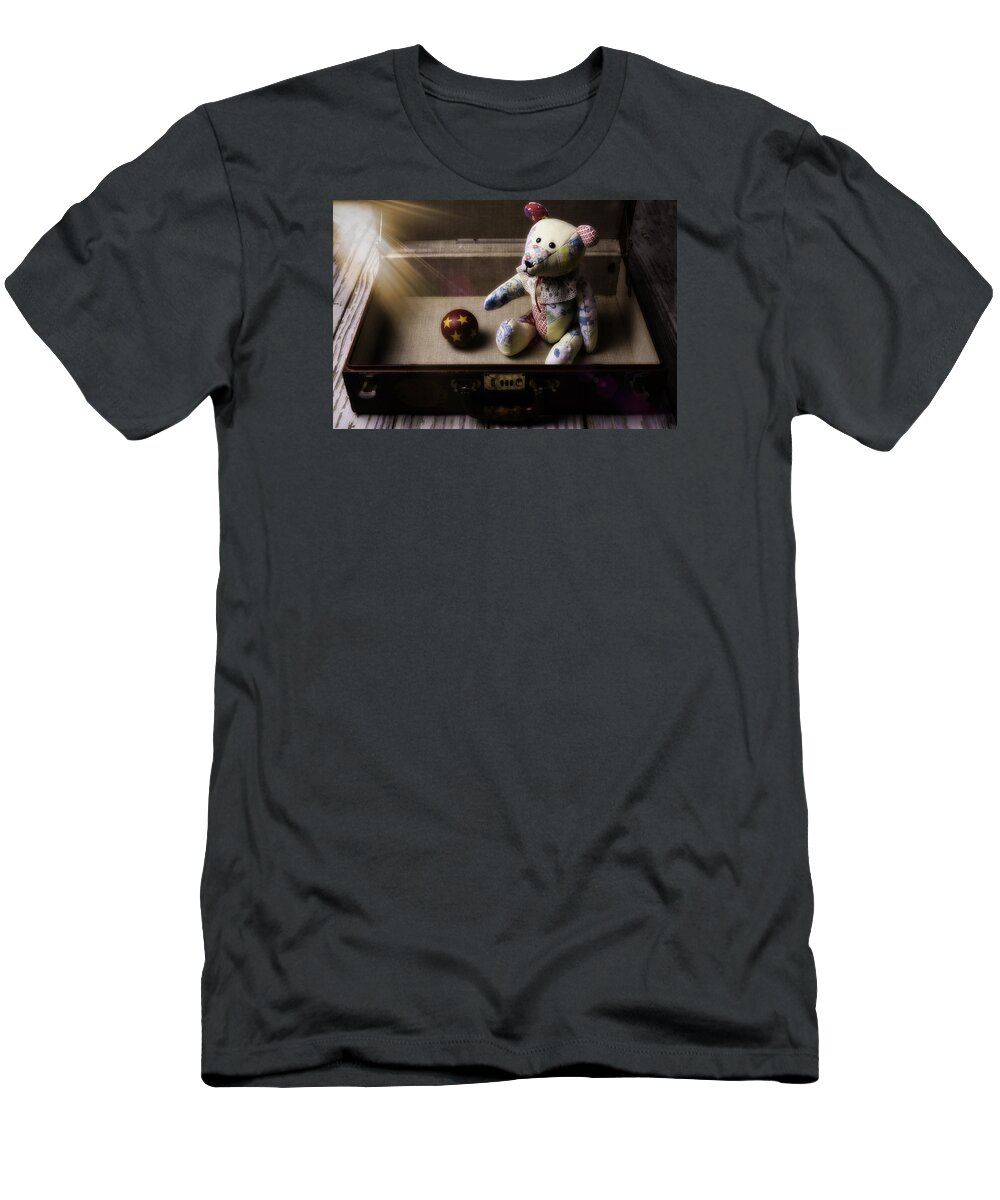 Teddy Bear T-Shirt featuring the photograph Teddy Bear In Suitcase by Garry Gay
