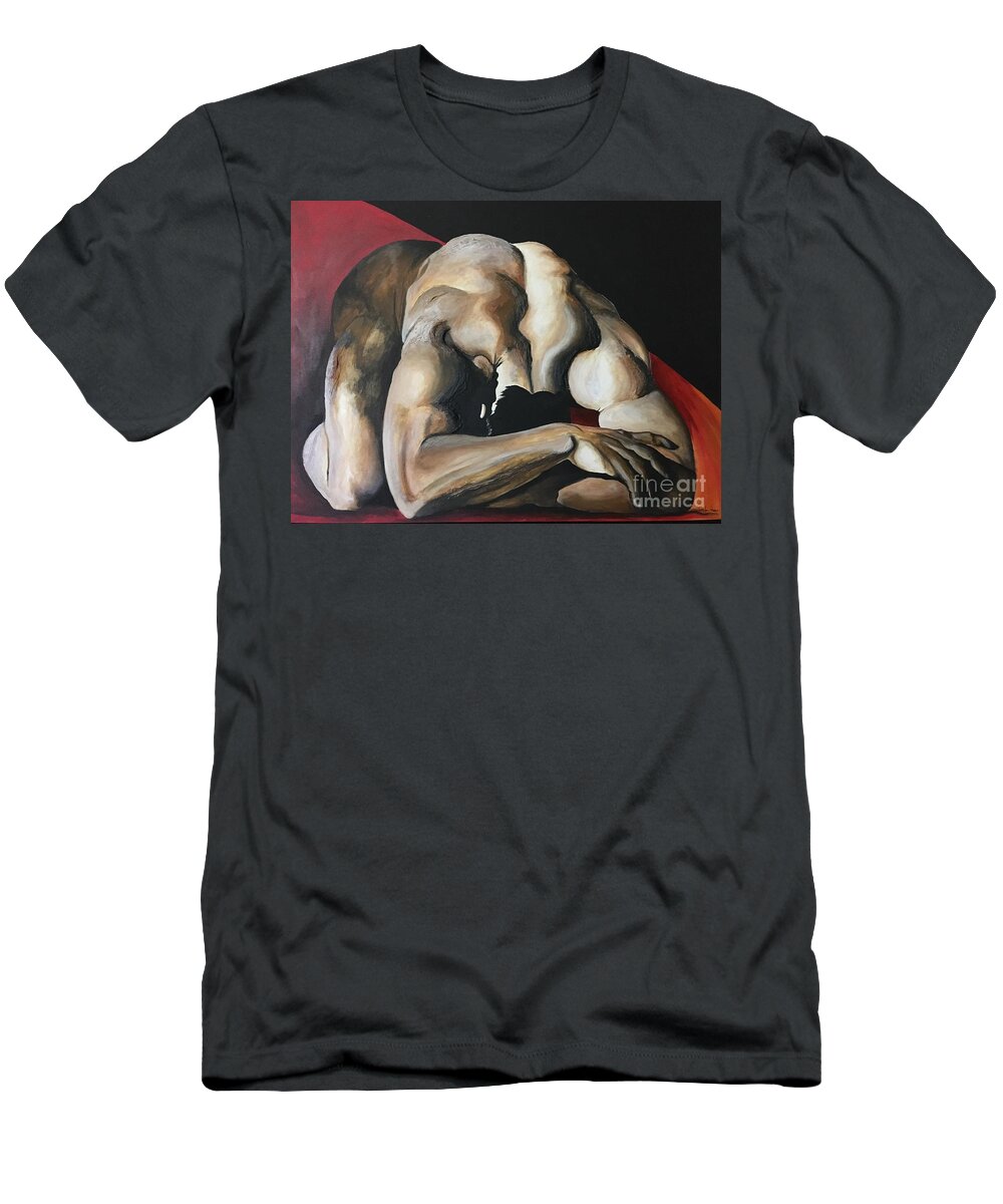 Man T-Shirt featuring the painting Tell Me The Reason Why by Pamela Henry
