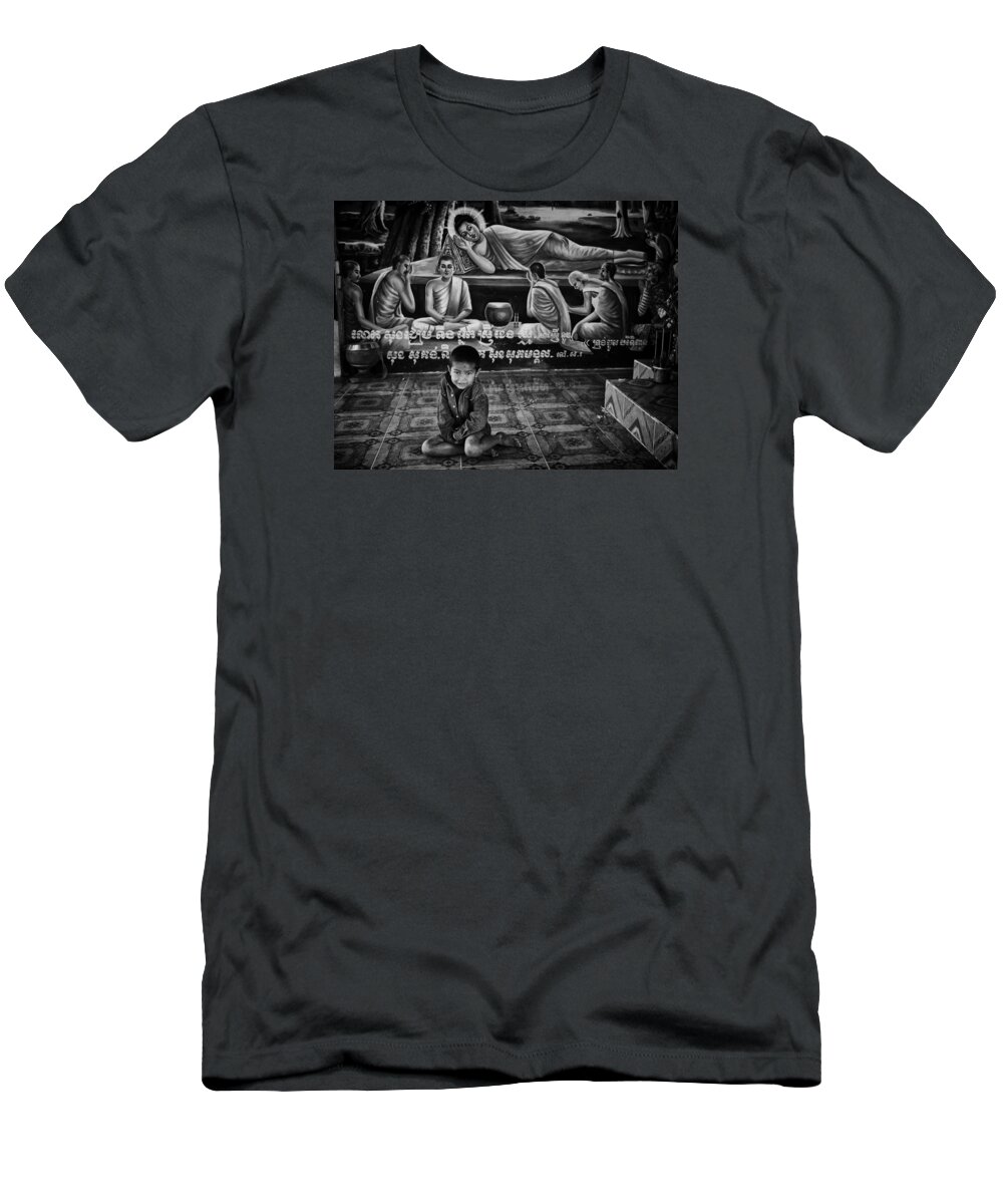 Angkor T-Shirt featuring the photograph Temple Boy by David Longstreath