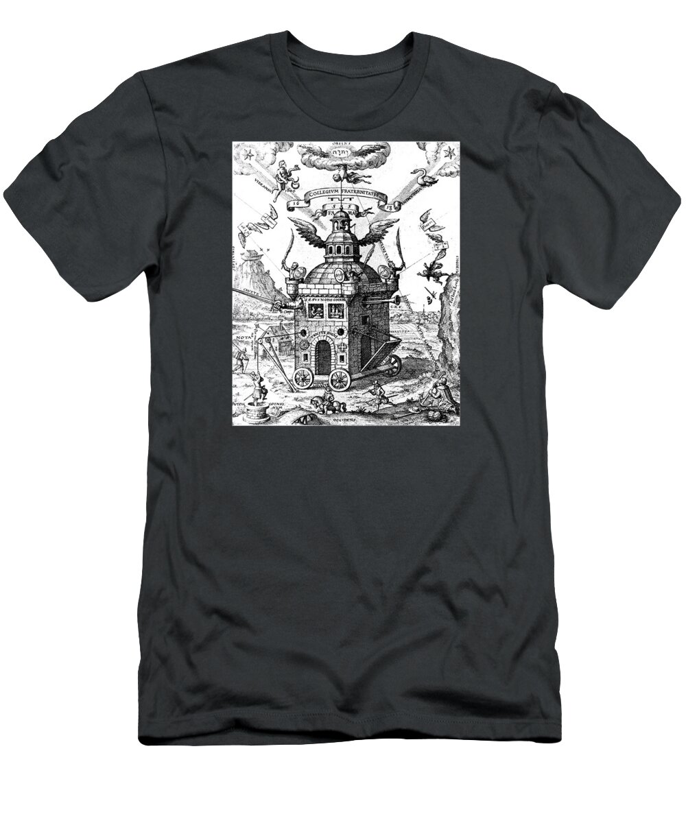 Religion T-Shirt featuring the drawing Temple Of The Rosicrucians by Frederick Holiday