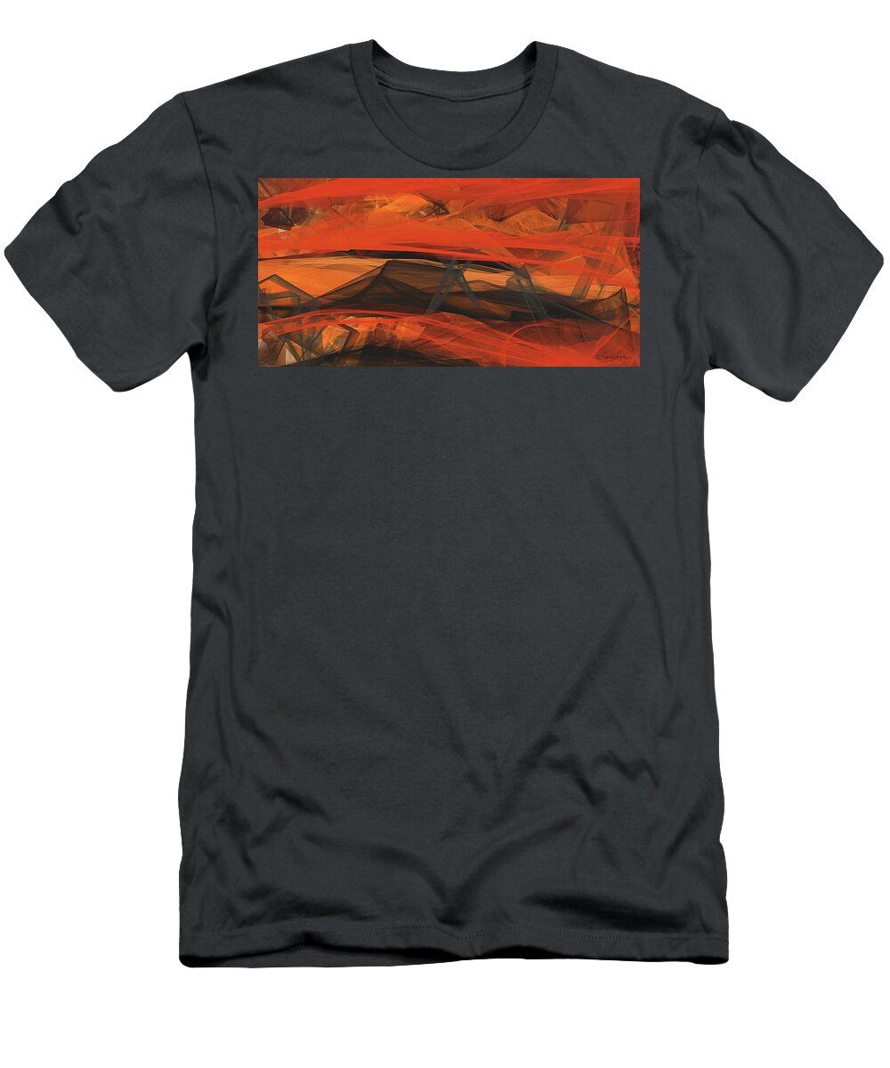 Orange T-Shirt featuring the painting Terracotta Orange Modern Abstract Art by Lourry Legarde