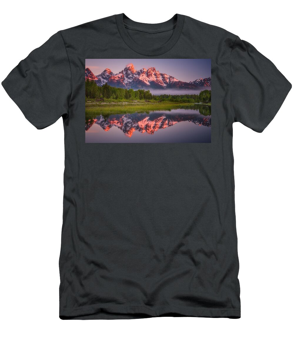 Sunrise T-Shirt featuring the photograph Teton Awakening by Darren White