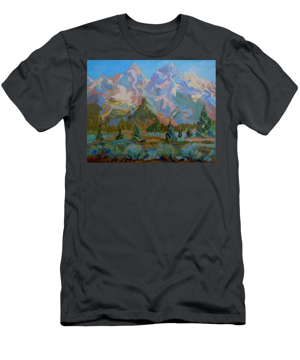 Landscape T-Shirt featuring the painting Teton Heaven by Francine Frank