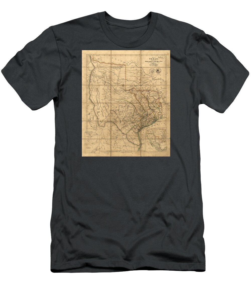 Texas T-Shirt featuring the digital art Texas 1841 by John Arrowsmith by Texas Map Store