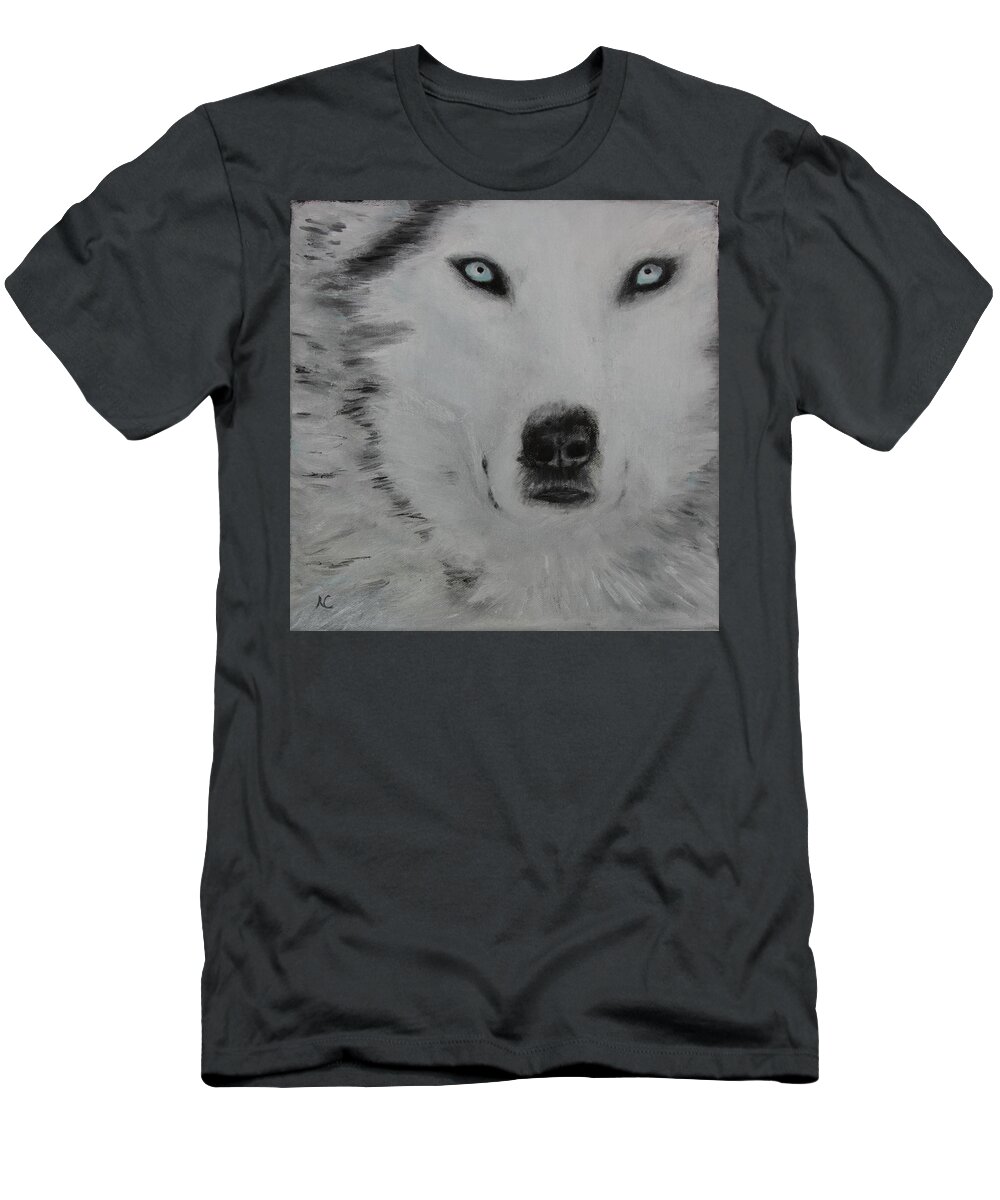 Wolfs T-Shirt featuring the painting The Stare by Neslihan Ergul Colley