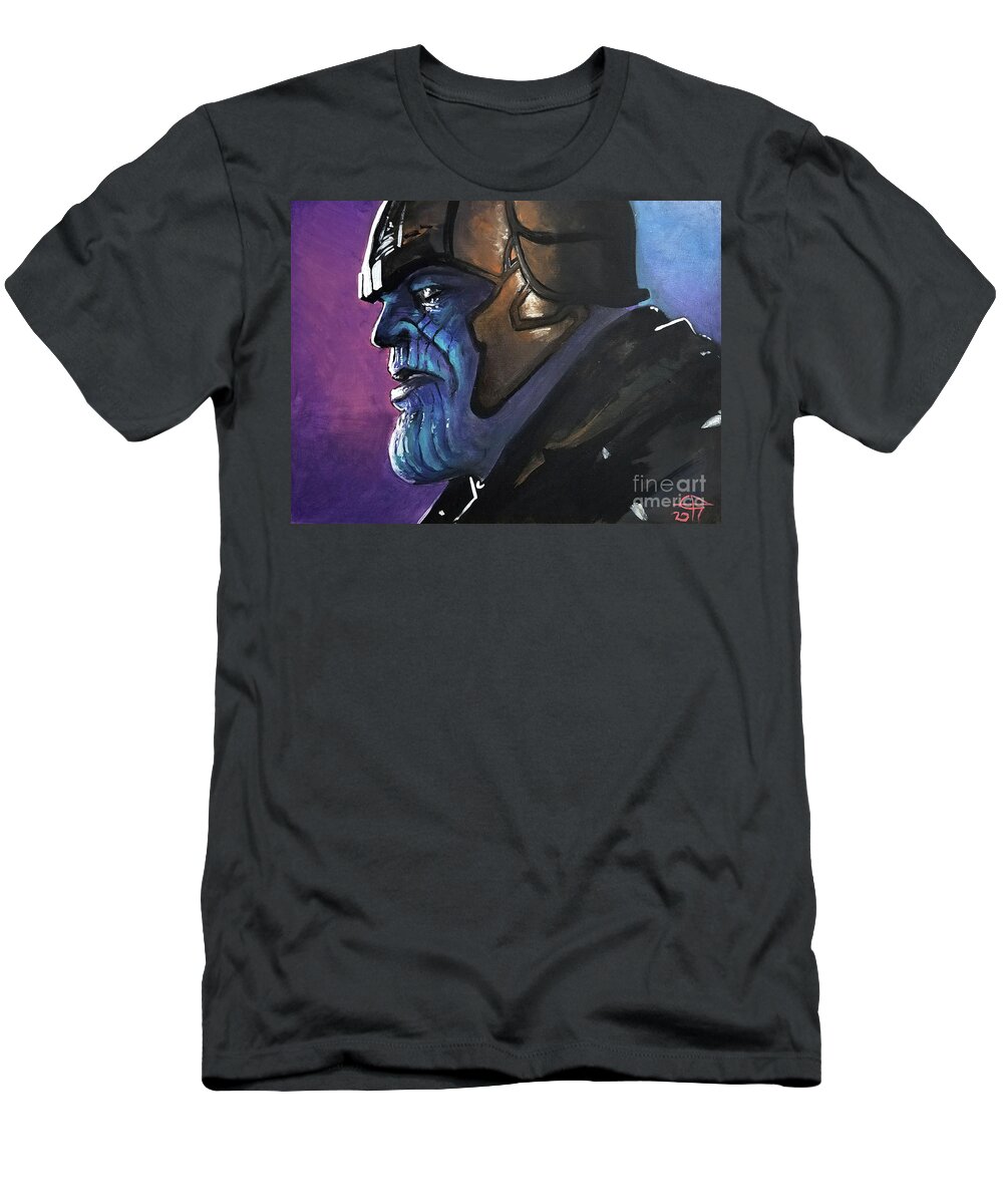 Guardians Of The Galaxy T-Shirt featuring the painting Thanos by Tom Carlton