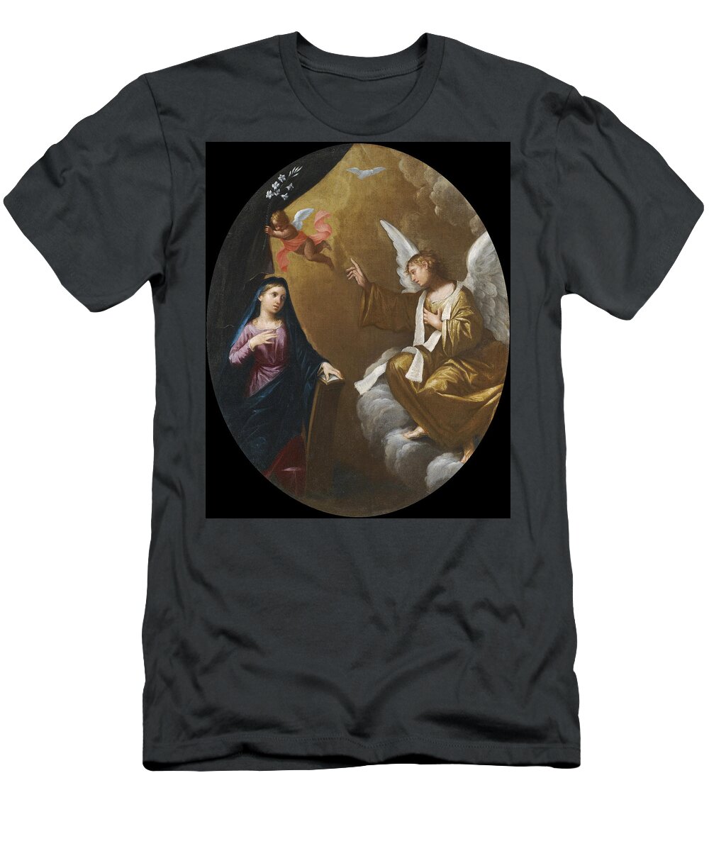 Lorenzo Pasinelli T-Shirt featuring the painting The Annunciation by Lorenzo Pasinelli