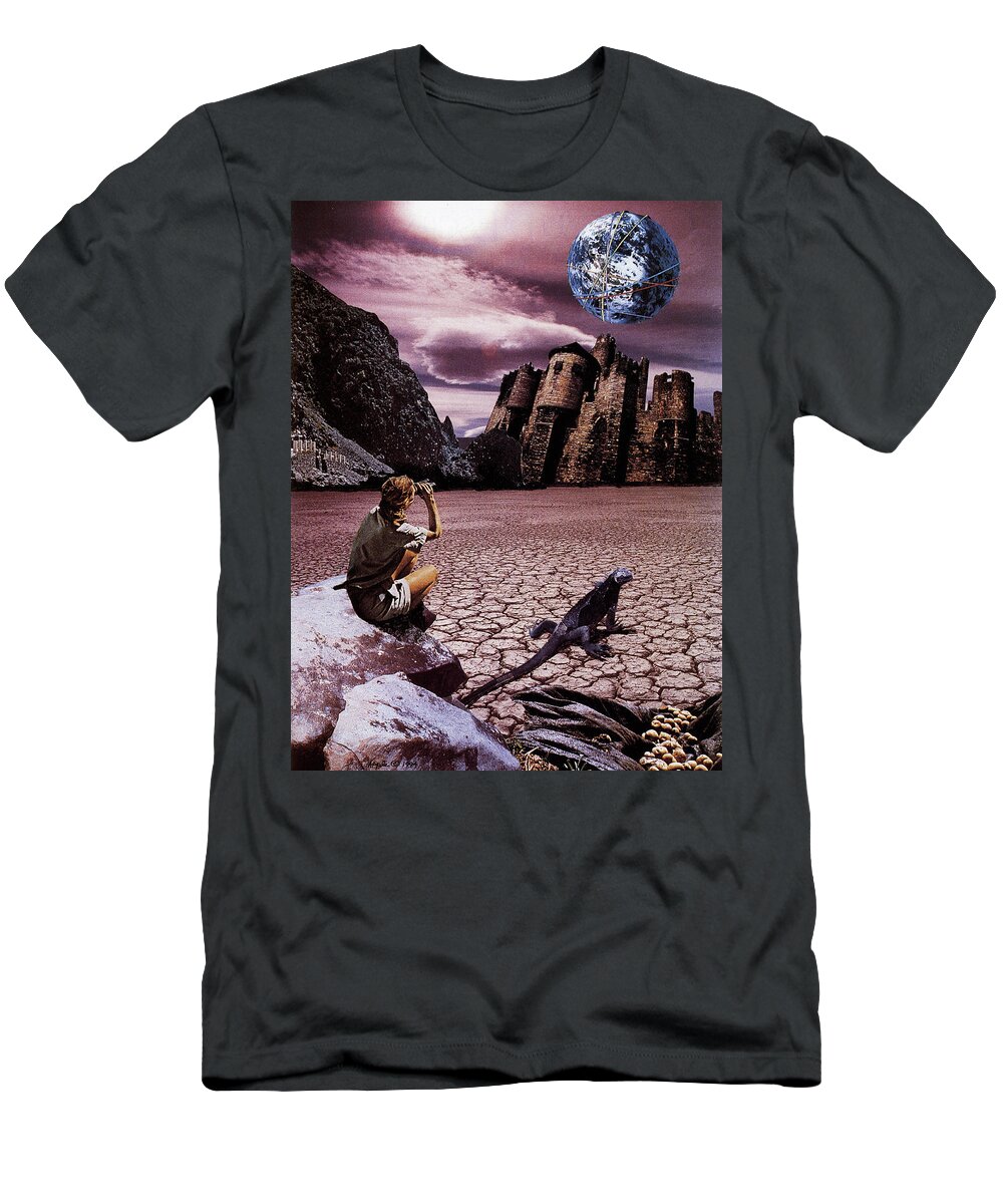 Collage T-Shirt featuring the mixed media THe Archeologist by Linda Apple