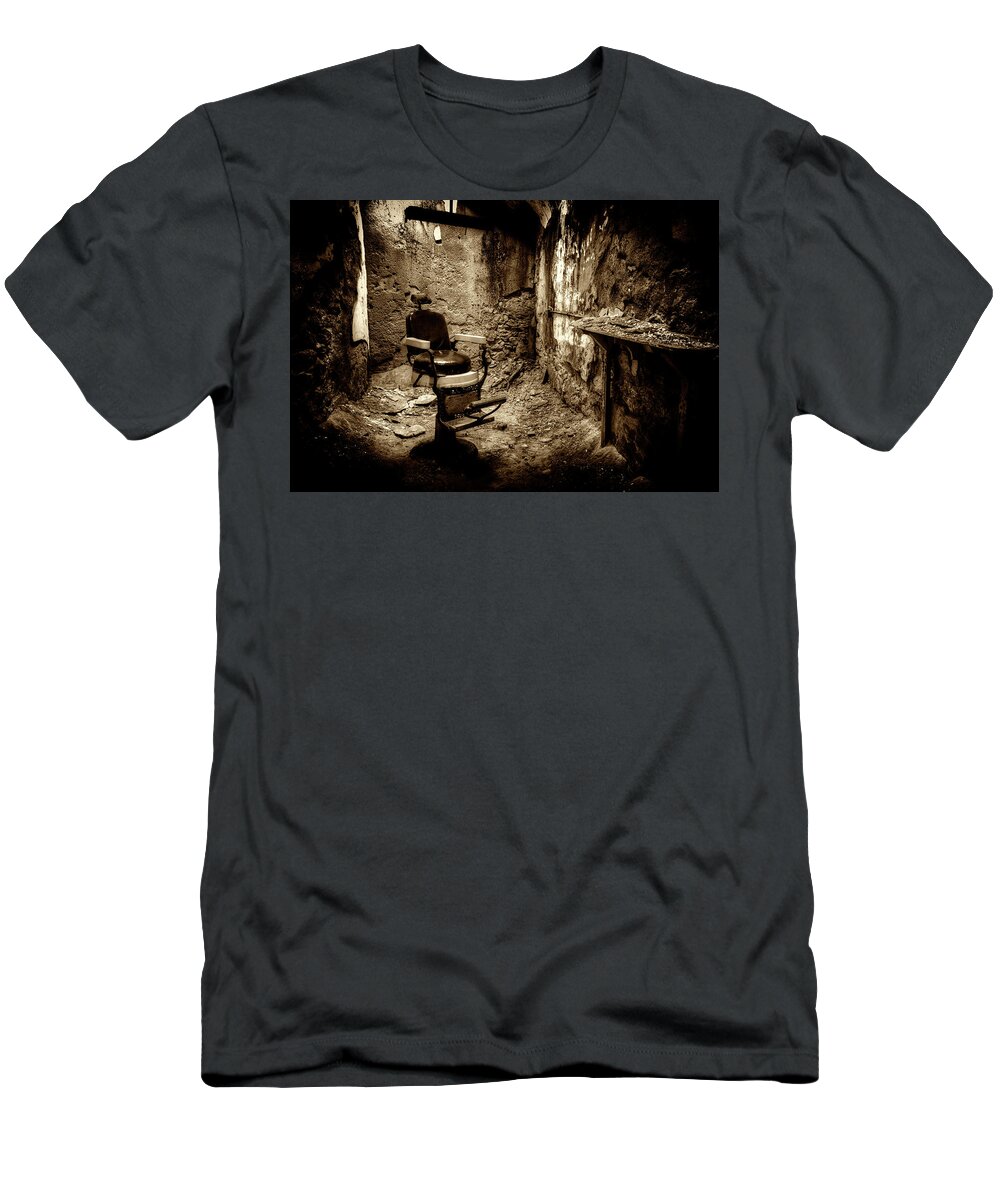 Eastern State Penitentiary T-Shirt featuring the photograph The Barber Shop by Paul W Faust - Impressions of Light