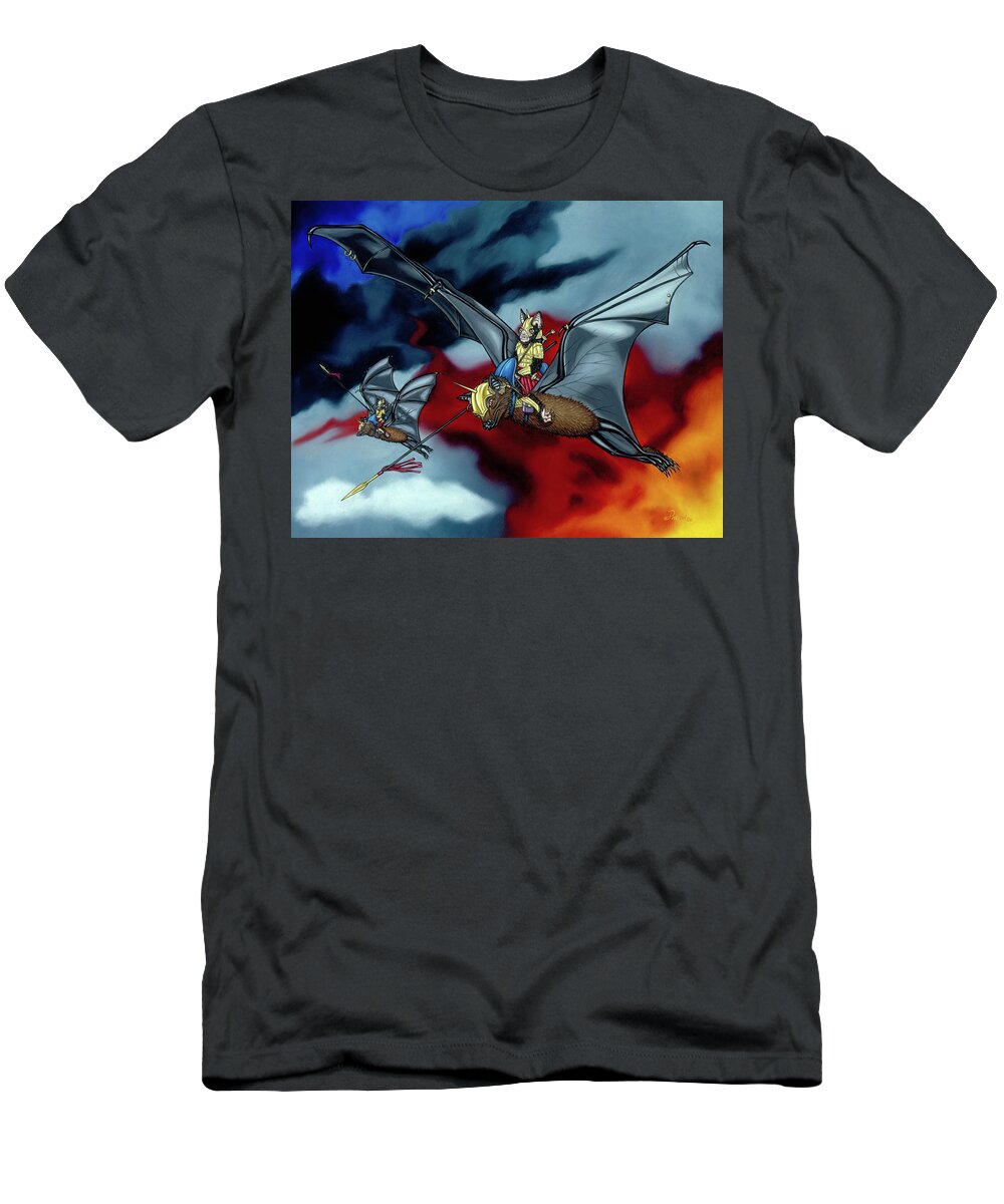  T-Shirt featuring the painting The Bat Riders by Paxton Mobley