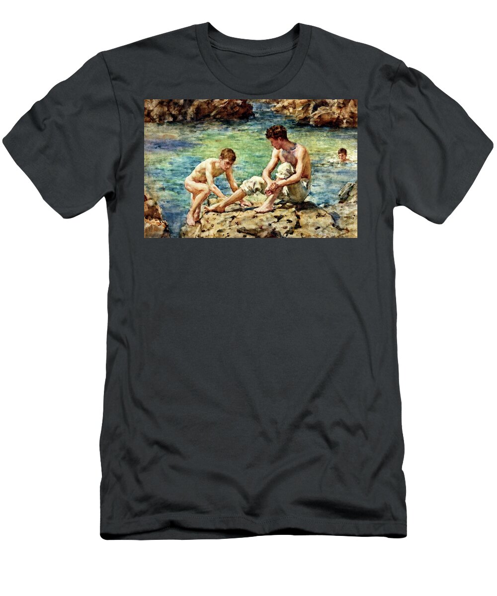Bathers T-Shirt featuring the painting The Bathers of 1922 by Henry Scott Tuke