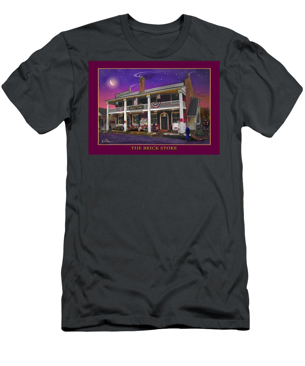 The Brick Store T-Shirt featuring the digital art The Brick Store by Nancy Griswold