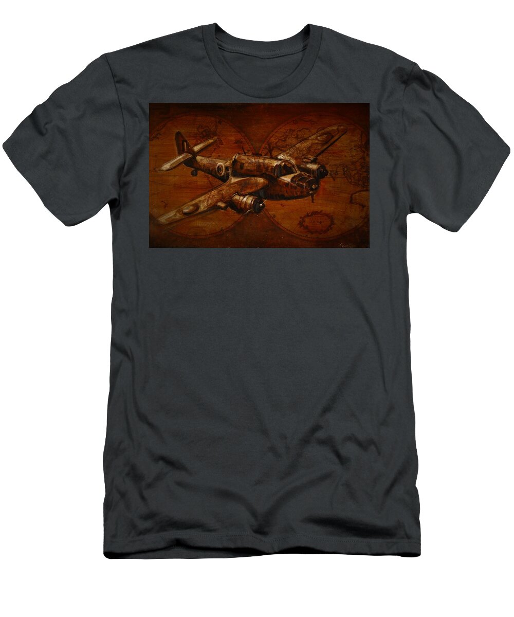 Plane T-Shirt featuring the painting The Bristol Beaufort I by Jean Cormier