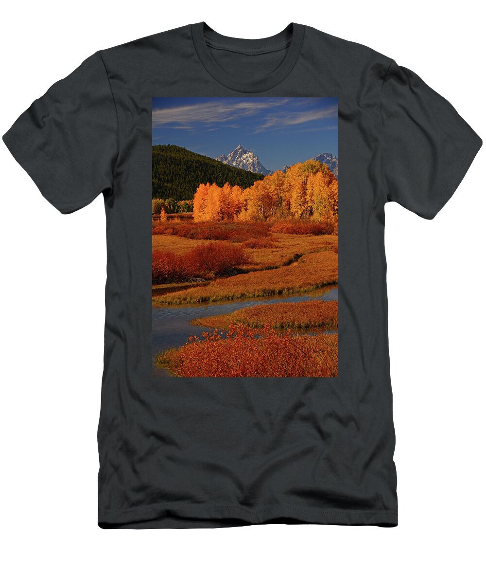 The Cathedral Group From North Of Oxbow Bend T-Shirt featuring the photograph The Cathedral Group from North of Oxbow Bend by Raymond Salani III