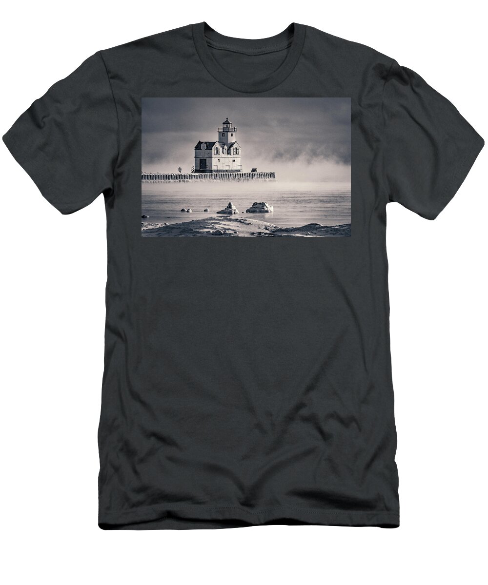 Lighthouse T-Shirt featuring the photograph The Coldest Lonely by Bill Pevlor
