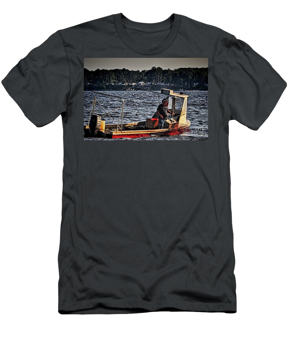 Boat T-Shirt featuring the photograph The Crabber by Randy Rogers
