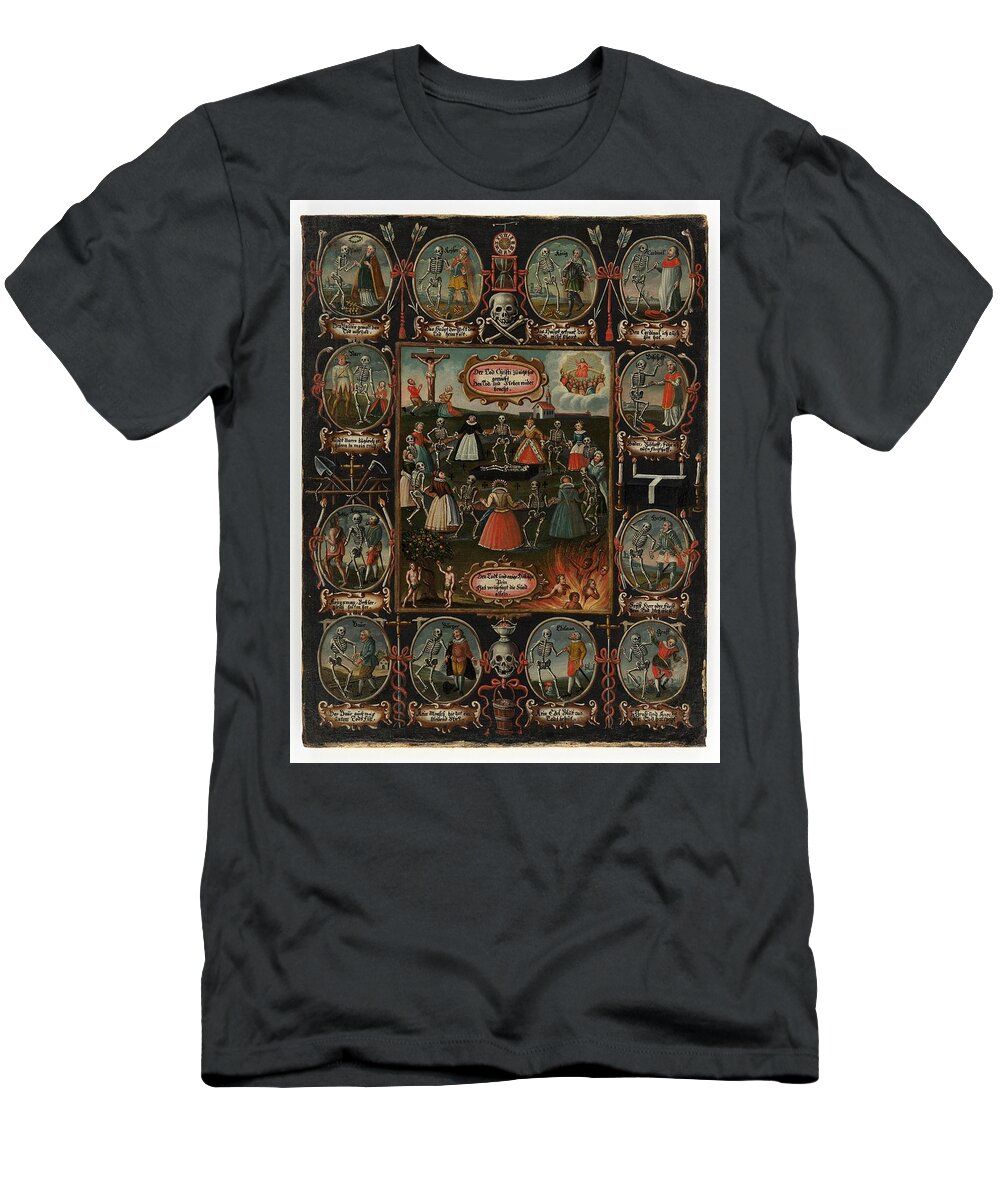 Tomb T-Shirt featuring the painting The dance of death by Vincent Monozlay