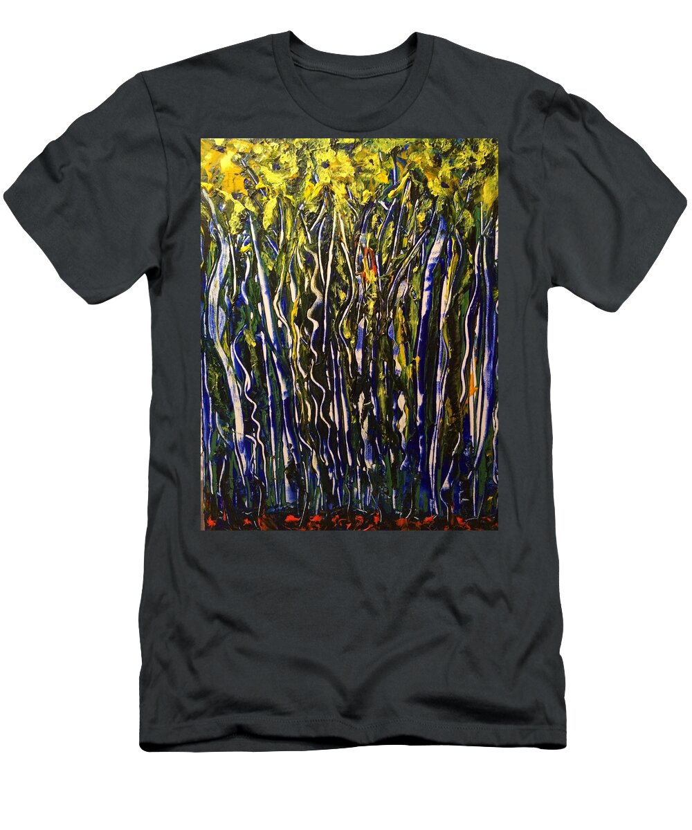 Nature T-Shirt featuring the painting The Dancing Garden by Kicking Bear Productions