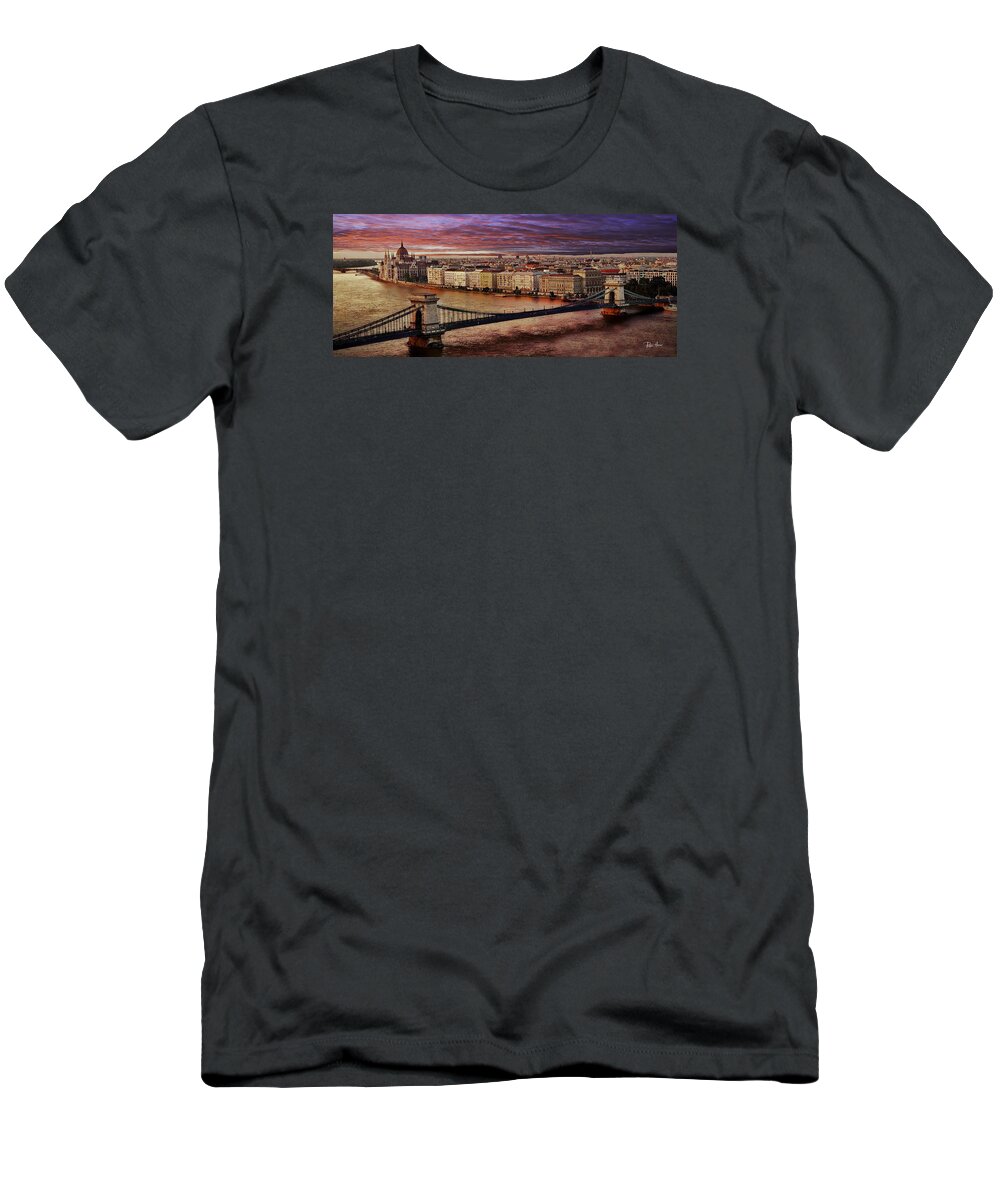 Danube T-Shirt featuring the photograph The Danube River in Budapest by Russ Harris