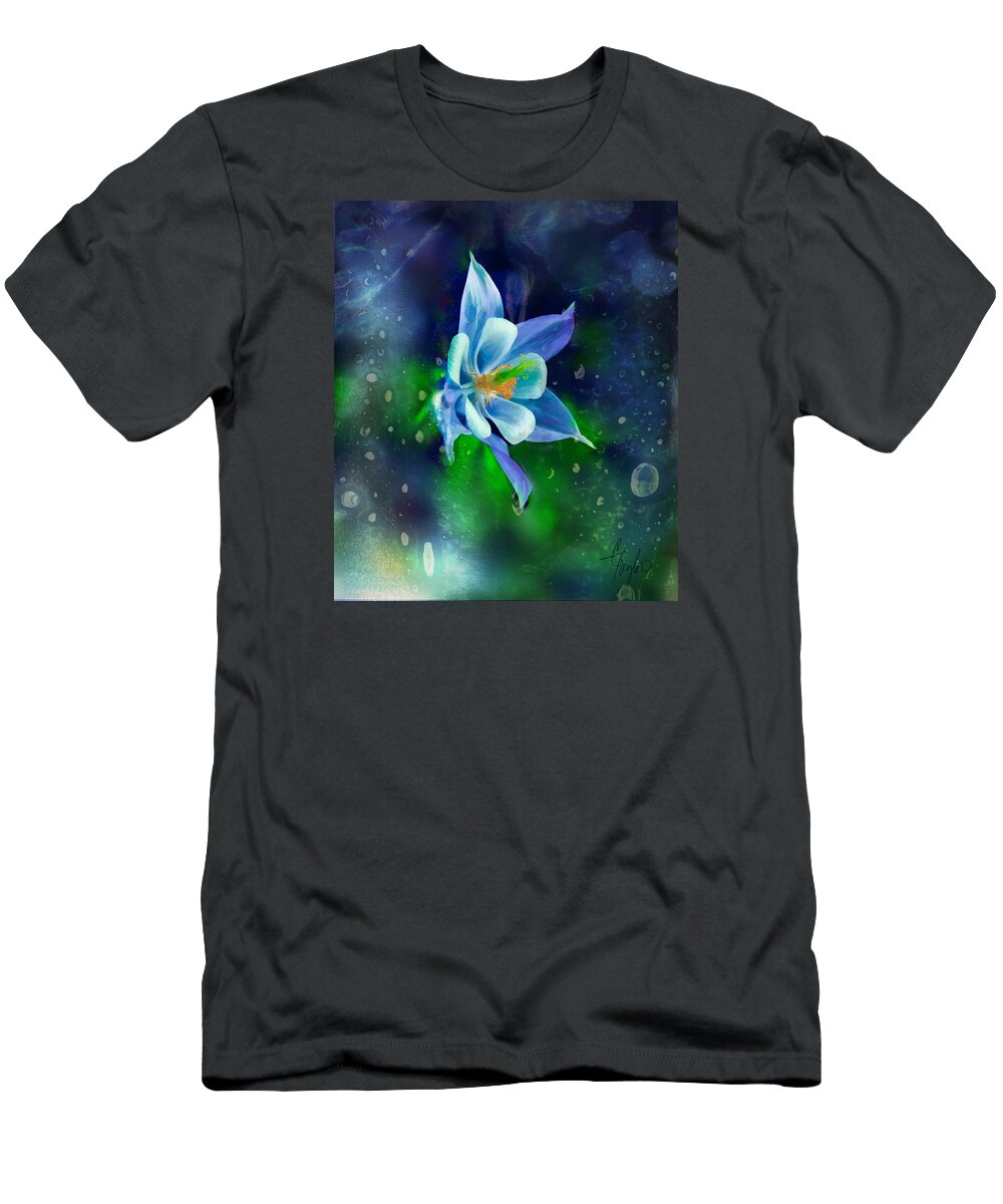 Flowers T-Shirt featuring the painting The Deep Blue by Colleen Taylor
