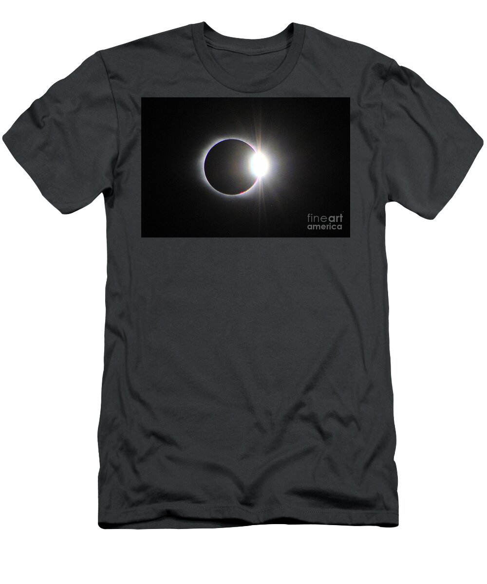 Diamond Ring T-Shirt featuring the photograph The Diamond Ring - Solar Eclipse by Rodger Painter