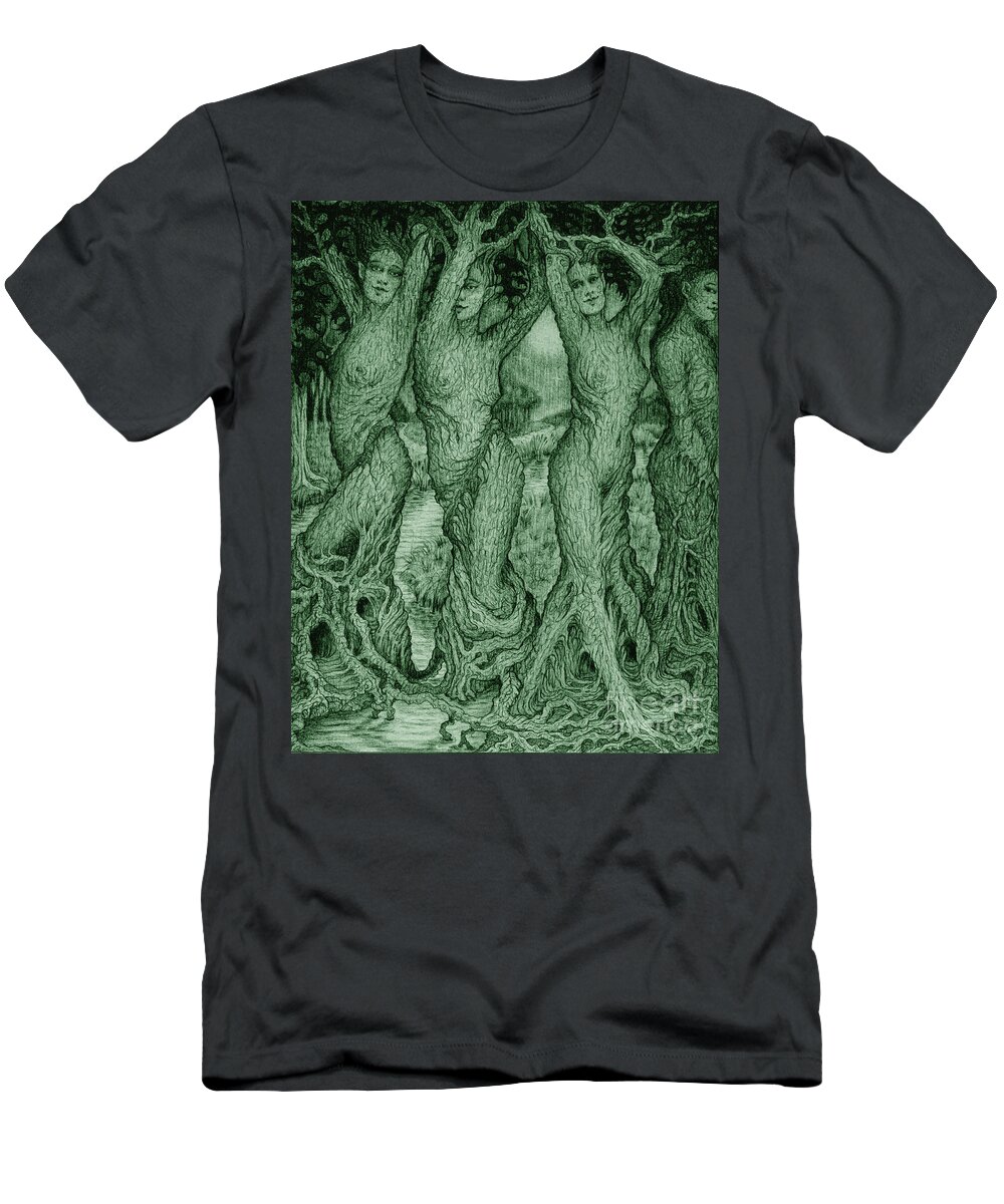 Mythology T-Shirt featuring the drawing The Dryads by Debra Hitchcock