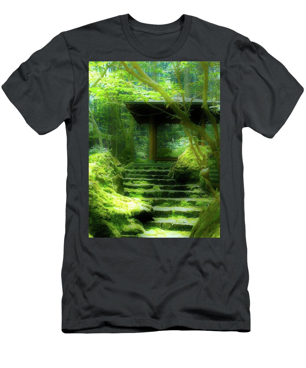 Green T-Shirt featuring the photograph The Emerald Stairs by Tim Ernst
