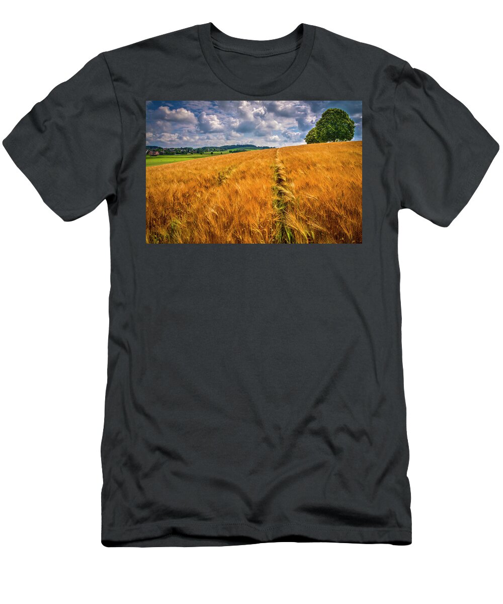 Barns T-Shirt featuring the photograph The Evening is Golden by Debra and Dave Vanderlaan