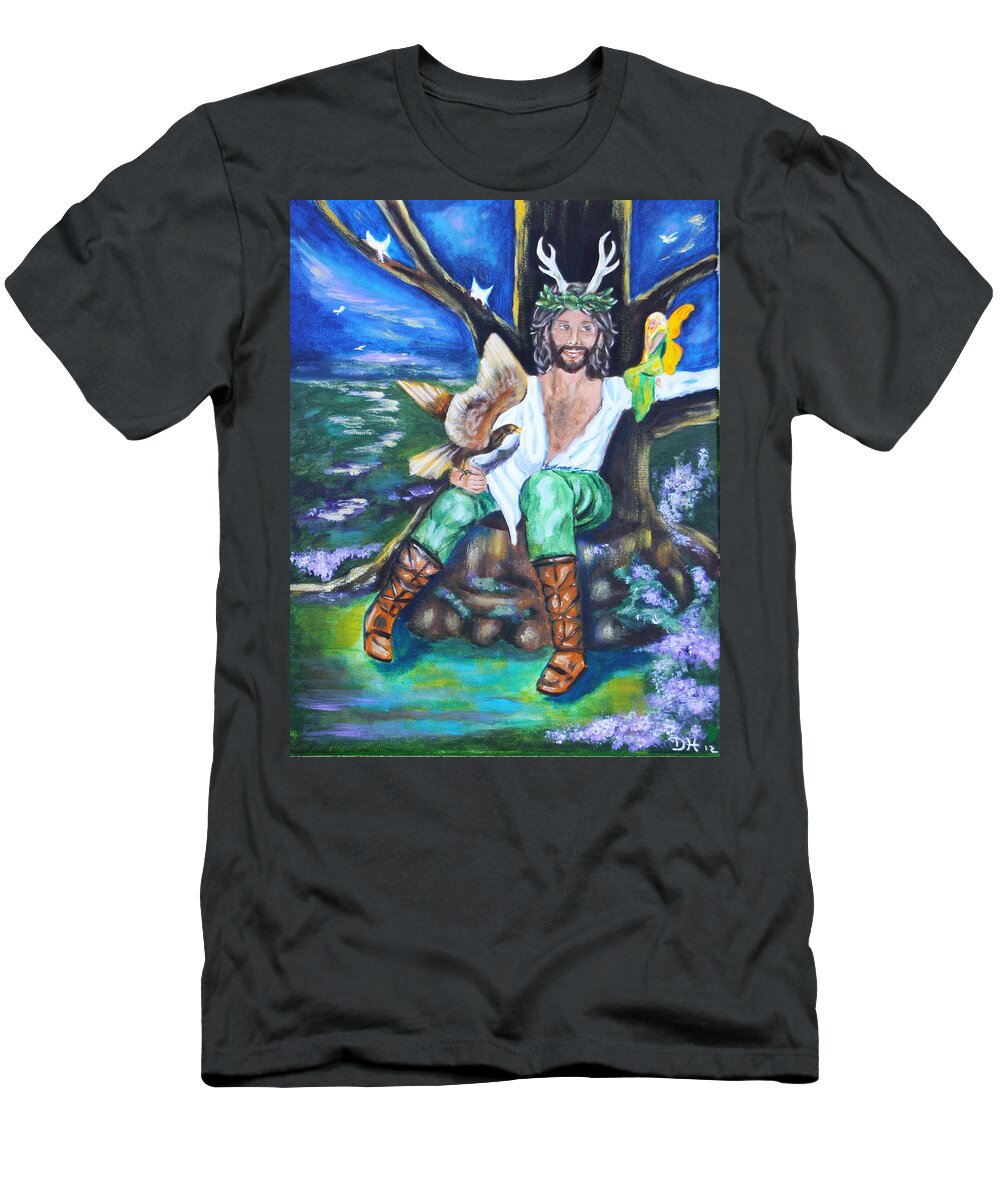 Faery T-Shirt featuring the painting The Faery King by Diana Haronis