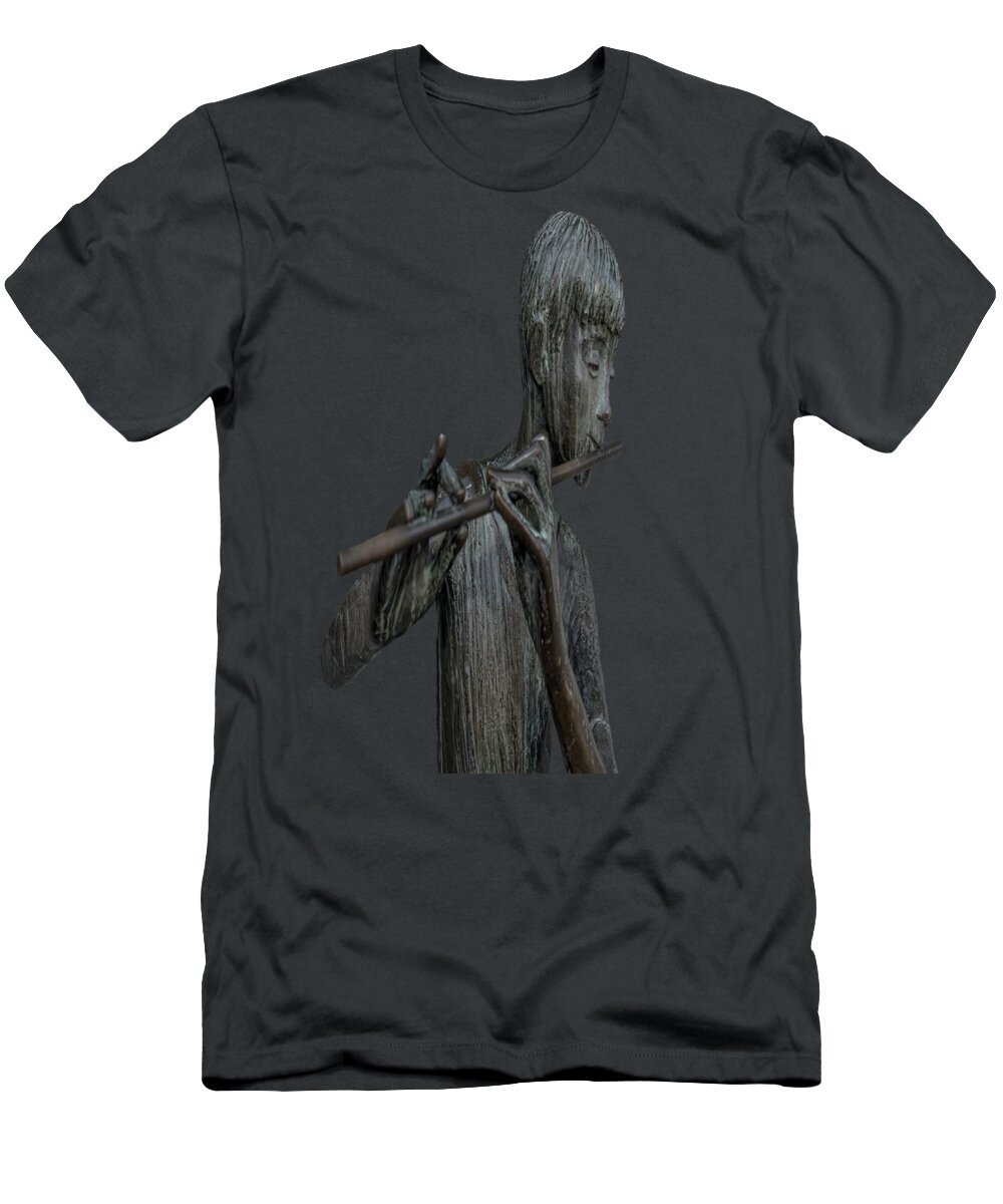 Flute T-Shirt featuring the painting The flute Player by David Dehner