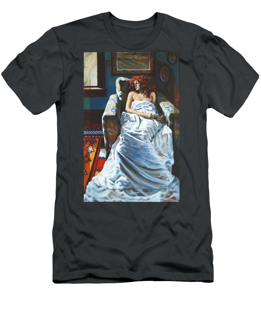 Window T-Shirt featuring the painting The girl in the chair by Rick Nederlof