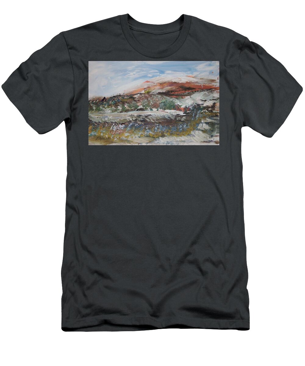 Snow T-Shirt featuring the painting The Golden Hills by Edward Wolverton