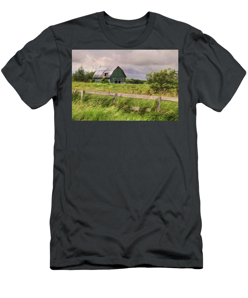 Barn T-Shirt featuring the photograph The Green Barn by Lori Deiter