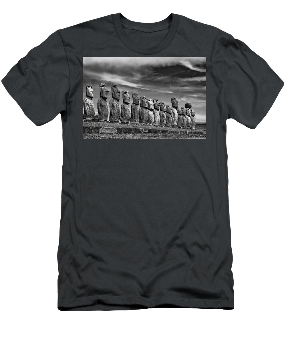 Easter Island T-Shirt featuring the photograph The Guardians - Easter Island by John Roach
