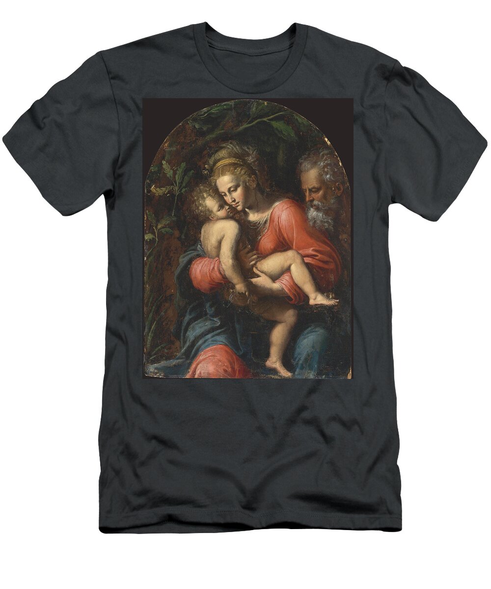 Girolamo Da Carpi T-Shirt featuring the painting The Holy Family by Girolamo da Carpi