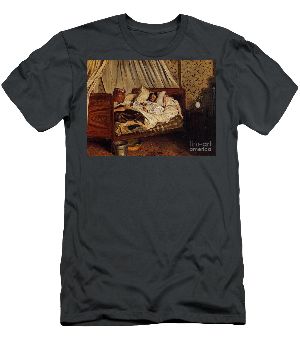 The Improvised Field Hospital - 1865 By Frederic Bazille T-Shirt featuring the painting The Improvised Field Hospital by MotionAge Designs