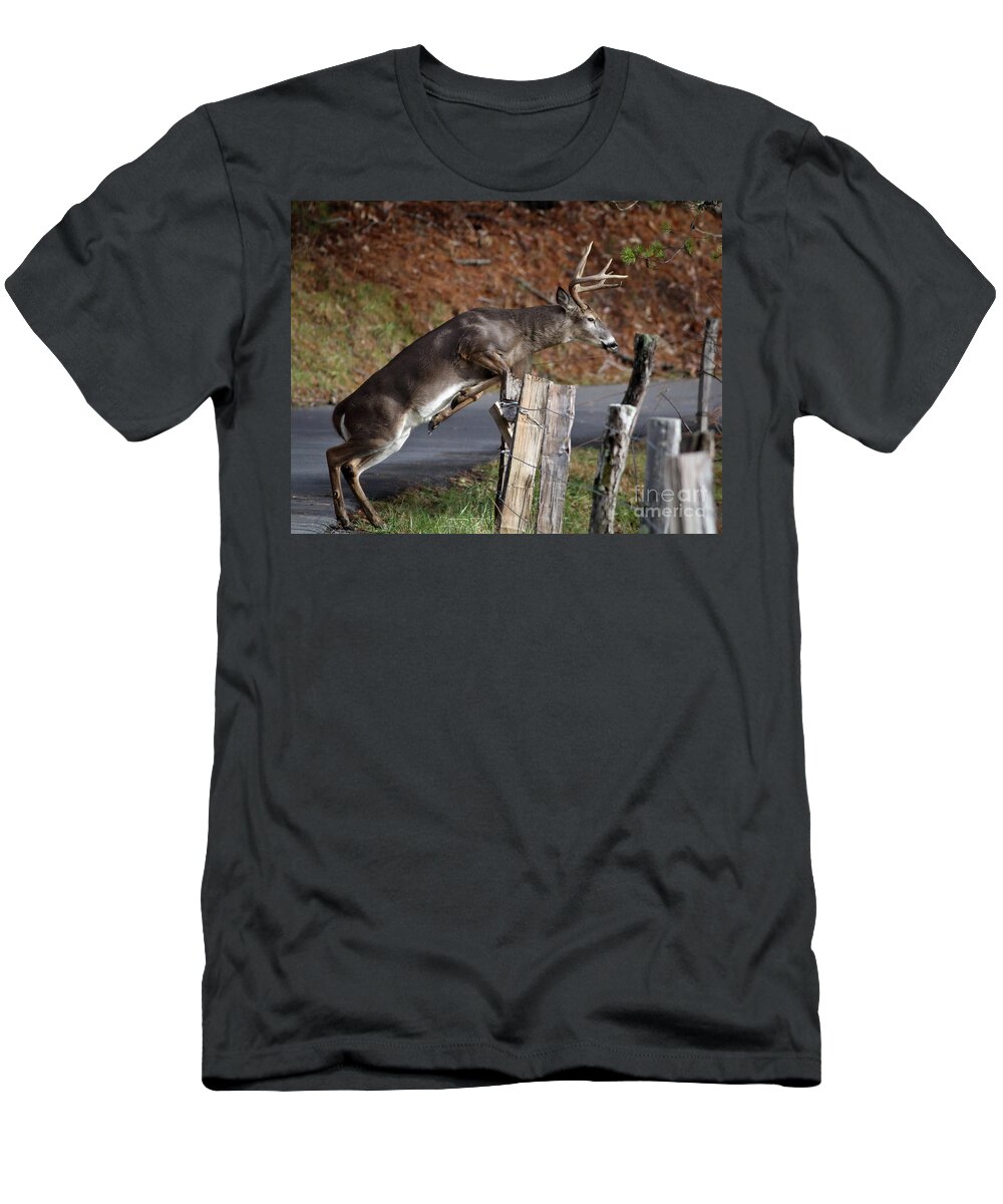 Buck T-Shirt featuring the photograph The Jumper by Douglas Stucky