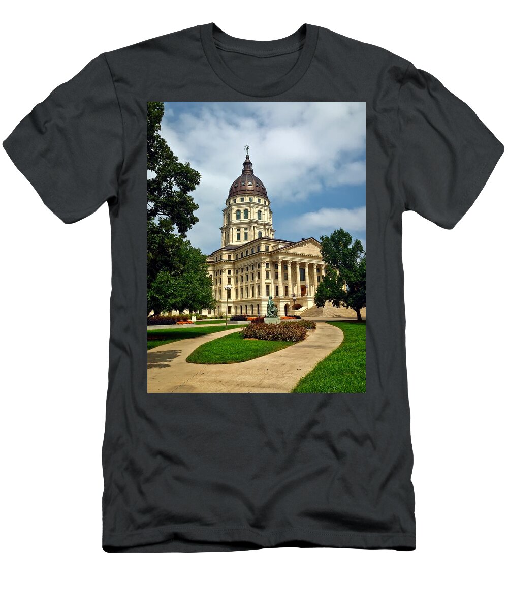 Topeka T-Shirt featuring the photograph The Kansas State Capitol - Topeka by Mountain Dreams