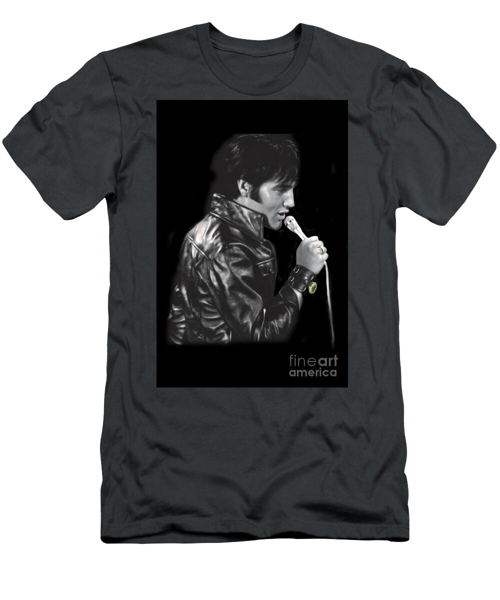 Elvis T-Shirt featuring the photograph The King Rocks On XLV by Al Bourassa